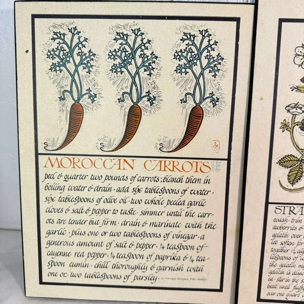 Vintage Saint Hieronymus Press Recipe Wall‎ Plaques Set of 3 Kitschy Decor Art
